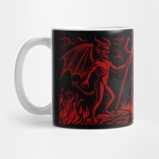 Lino Cut Devil Mug